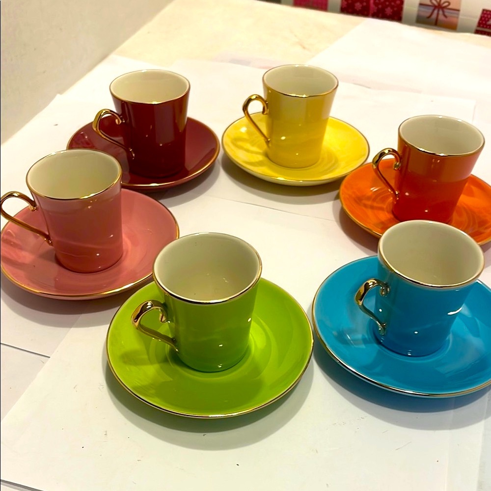 Classic Coffee & Tea/ Expresso Cup Set - Porcelain Multicolor